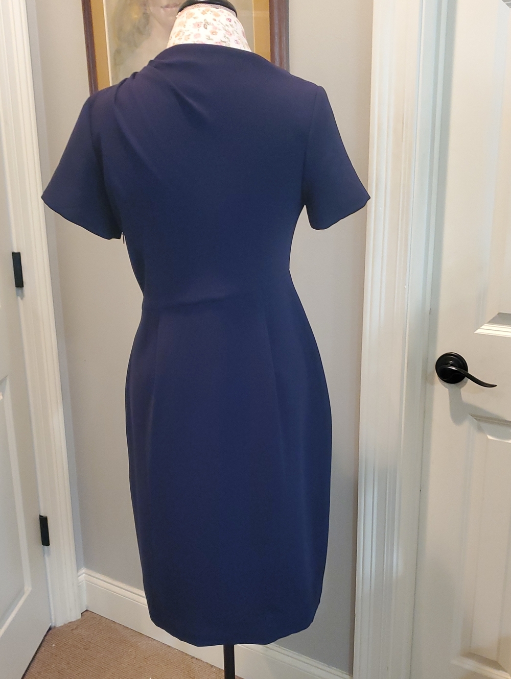J.Crew Collection Draped Neckline Dress Blue Size 8 - Picture 2 of 5